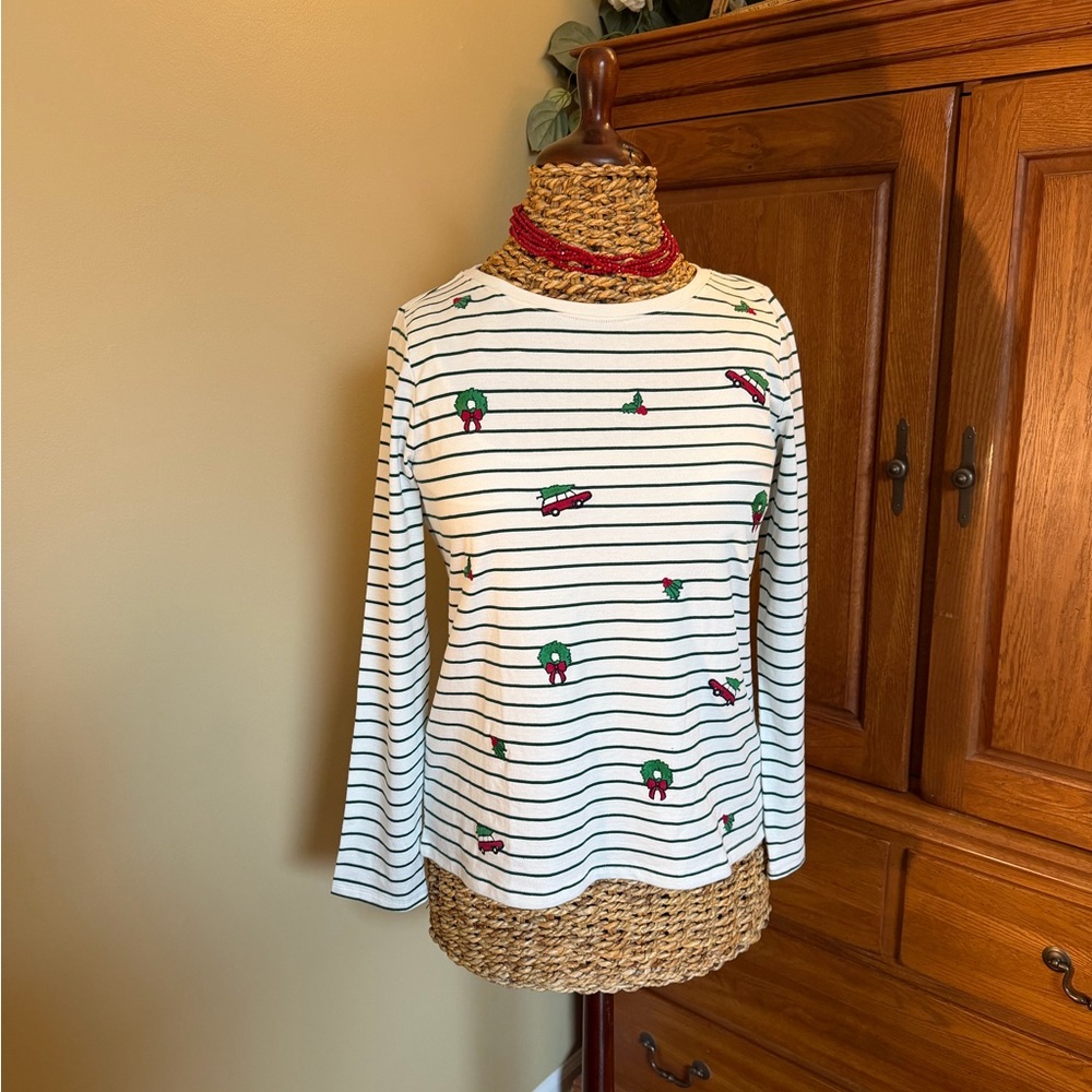 Talbots stripped Christmas Tee